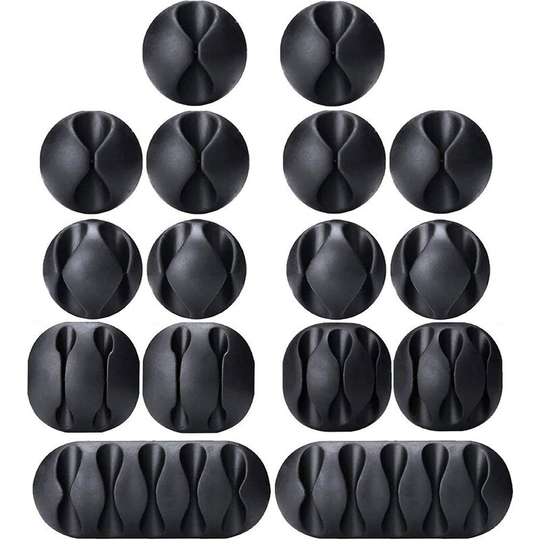 Cable Clips,16 Pack Black Adhesive Cord Holders, Ideal Cable Cords Management for Organizing Cable Wires-Home, Office, Car, Desk Nightstand