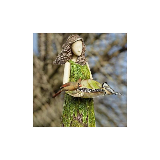 FVO - Outdoor Bird Trough - Sherwood Fairy Statue with Bird Feeder - Resin Ornament - Super Cute Garden Statue for Yard Decor