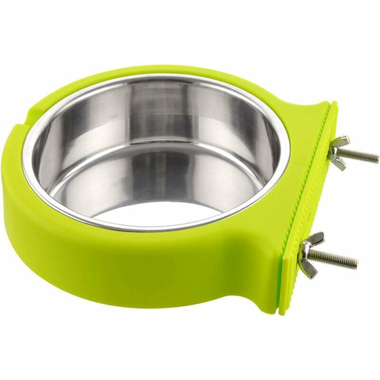 Dog Cage Removable Bowl Stainless Steel Hanging Bowl Pet Cage Small Water Bowl Food Bowl Food for Dogs Cats Rabbits Birdsgreen Pet Supplies (Big