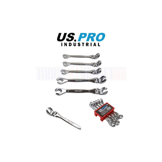 US PRO INDUSTRIAL 5pc Flexi Head Brake Flare Nut Spanners Wrench set 8-12mm 2288