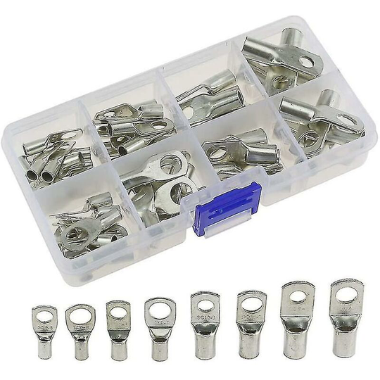 Thsinde - 60pcs Tinned Copper Bolt Hole Crimp Ring Battery Terminals Sc Connector Mouth