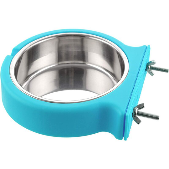 Crate Dog Bowl, Removable Stainless Steel Water Food Feeder Bowls Cage Coop Cup for Cat Puppy Bird