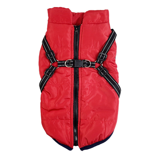 Dog Coat Pet Winter Jacket Puppy Clothes Small Dog Warm Vest Waterproof Dog Clothes with Dog Harness (xl, Red)