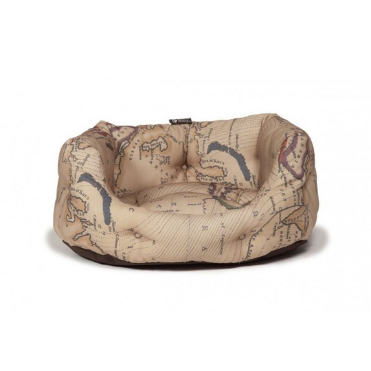 Vintage Maps Deluxe Slumber Bed (24in) (Beige) - Beige - Danish Design Pet Products