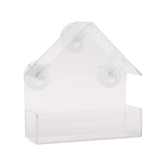 15cm Clear Plastic Glass Window Garden Wild Bird Seed Nut Feeder with Suction Cups