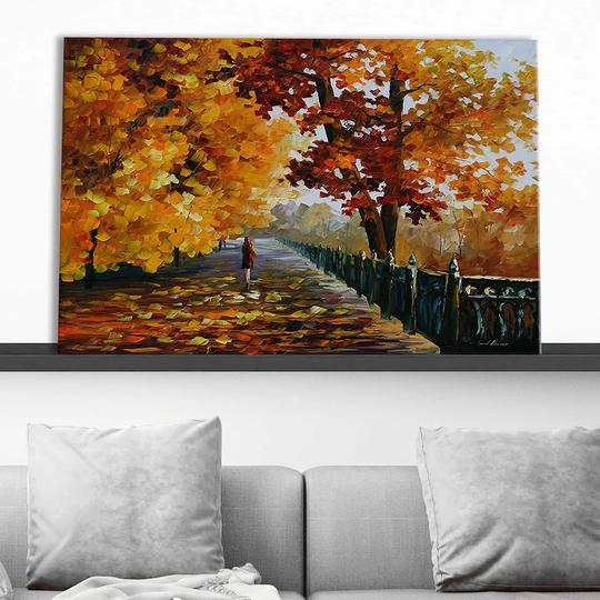 Blues of Falling Leafs by Leonid Afremov - Wrapped Canvas Painting