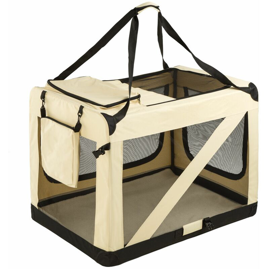 Dog crate foldable - dog cage, pet carrier, puppy crate - xxxl / 101 x 68 x 68,5 cm - beige