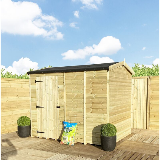 5 x 6 reverse Windowless Pressure Treated Tongue and Groove Single Door Apex Shed (High Eaves 72')