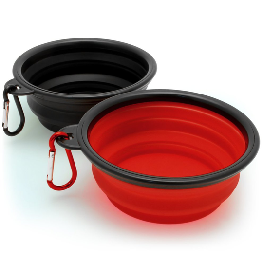 iGadgitz Set of 2 Foldable Silicone Dog Bowl Food Water Portable Dish for Pet