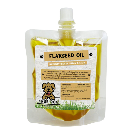 True Dog Flaxseed Oil for Dogs 100ml - Dog Feed Supplement - Linseed Oil - Squeezy Pouch