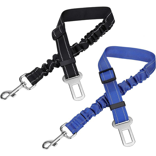 Car Dog Seat Belt Premium Safety Harness with Shock Absorption and Adjustable Elastic Carabiner, 2 Pack Auto Leash Clip for All Dogs and Cats Pets