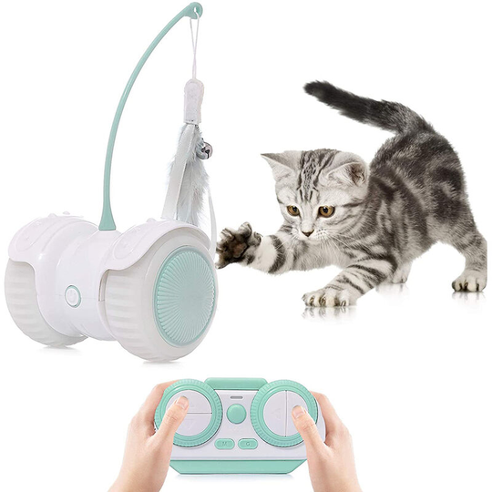 Interactive Robotic Cat Toys, Automatic Irregular usb Charging 360 Degree Self Rotating Ball, Automatic Feathers/Birds/Mouse Toys for Cats/Kitten,