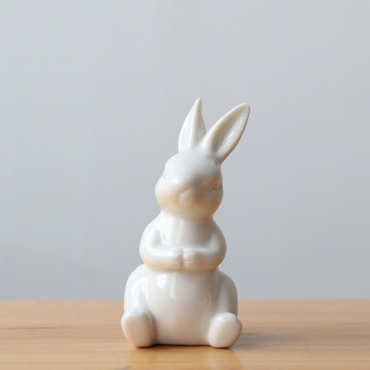 Easter Mini Rabbit Action Figures for Children Easter Ornaments Ceramic Lovely Rabbits Animals Characters Toys Portico for Spring Easter Gift