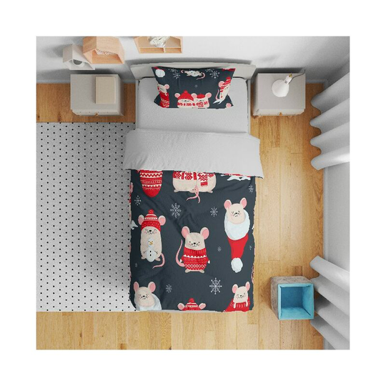 Mouse 1 Duvet Cover Parure- Single - Duvet cover with pillowcase - From bed - Multicolor made of 70% Cotton, 30% Polyester, 155 x 210 cm, -