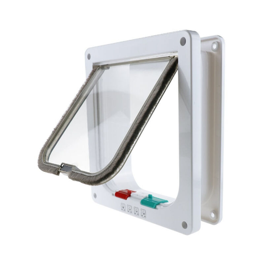 Cat flap, 4-way magnetic closure Cat flap, cat / dog flap with tunnel, medium size (20 * 19 * 5.5CM)