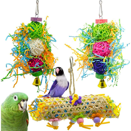Bird Chew Toys Food Shredder Parrot Toy Loofah Cage Shredder Bird Toy Fodder Toys