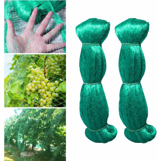 Netting for Fruit Trees Bird and Pet Protection Heavy Duty Polyethylene Netting with Mesh (Green, 2 Pieces)