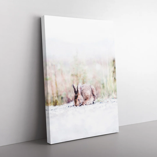 Rabbit Grazing Painting - Wrapped Canvas Graphic Art