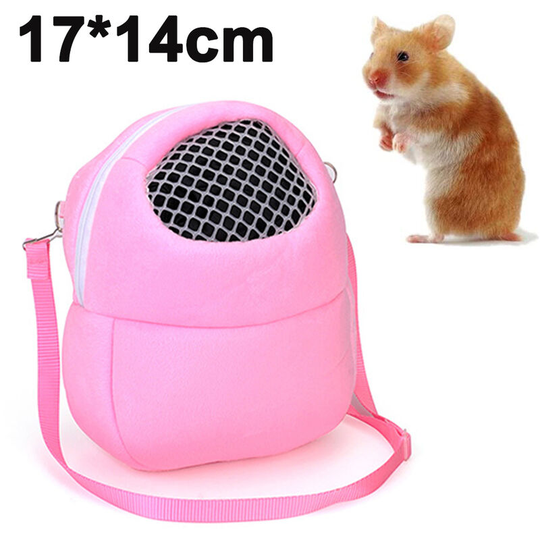 Carrying bag for pets, hamsters, portable, breathable, with shoulder strap for small pets, hedgehogs, sugar, squirrels, rabbits, s, pink
