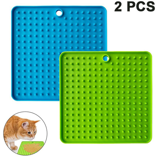 2 Pack Blue+greenpad For Dog Lick, Pet Mat Slow Feeders & Anxiety Relief, Perfect For Dog Food, Cat Food, Cat Treats, Yogurt, Or Peanut Butter