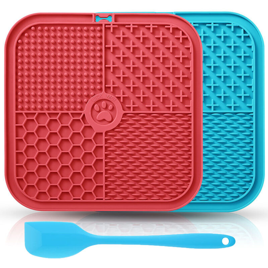 Licking Mat for Dogs and Cats 2PCS, Premium Lick Pad with Suction Cups for Dog Anxiety Relief, Slow Feeder Dog Bowls for Boredom Reducer, Dog Food