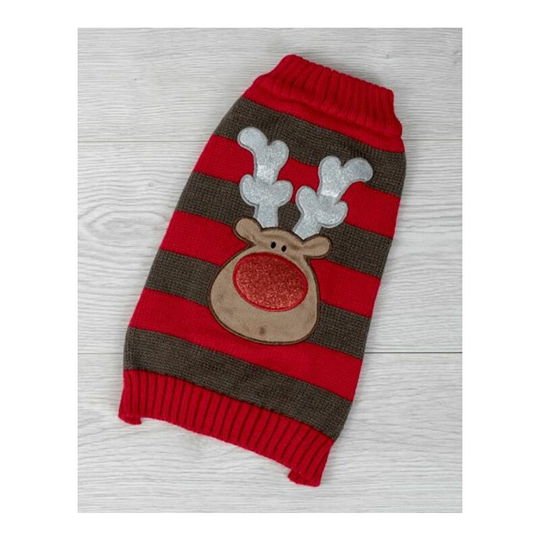 Dog Sweater Reindeer Red/ Brown Small 80204 - Pet Face