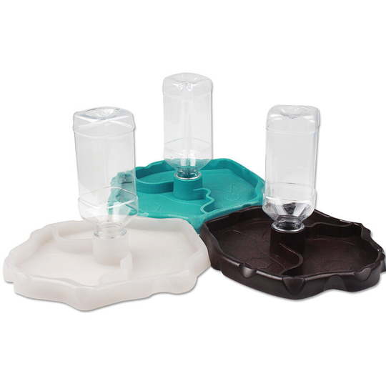 1pcs Reptile Water Dispenser, 2 in 1 Spill Proof Bowl Food Dispenser, Gecko Turtle Plastic Bowl (Coffee)