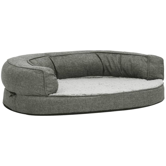 Ergonomic Dog Bed Mattress 90x64 cm Linen Look Fleece Grey Vidaxl Grey