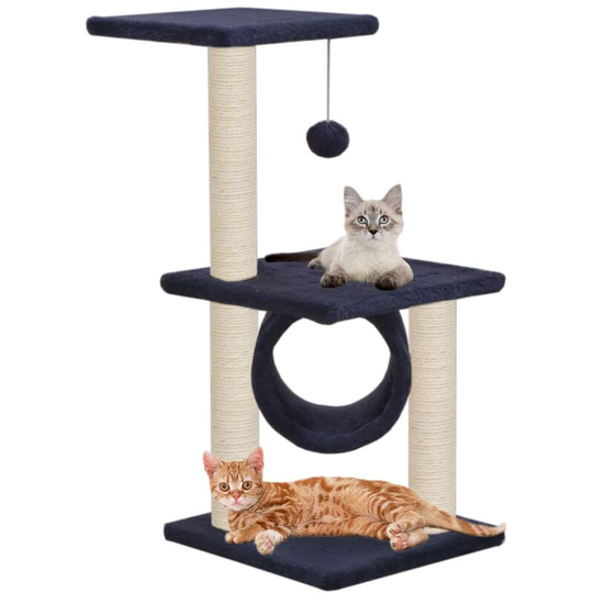 Cat Tree with Sisal Scratching Posts 65 cm Dark Blue VDTD07107 - Topdeal