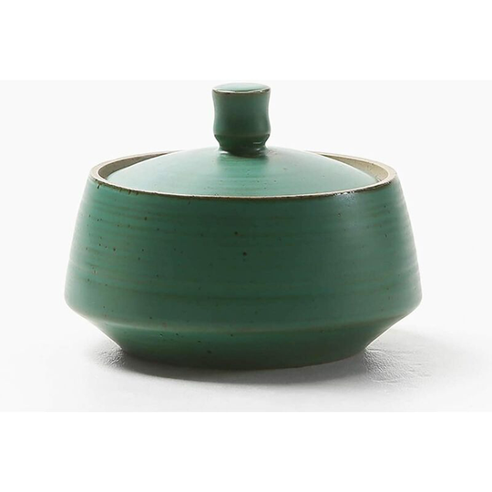 Retro Kitchen Ceramic Canister, 10.15 fl oz (300 ml) Vintage Food Storage Jar for Tea, Coffee Beans, Herb, Candy, Spices, Nuts (Ancient Green)