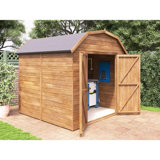 8 x 8 Dutch Barn Style Garden Shed Tool Storage Workshop Heavy Duty Pressure Treated Timber with Roof Felt