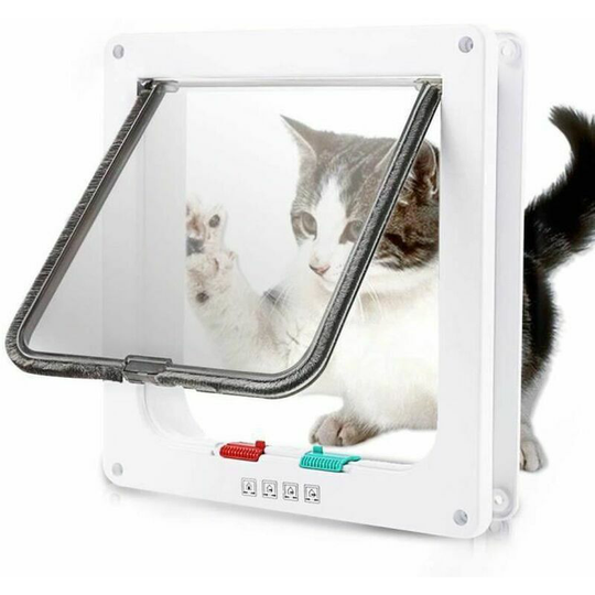 Cat Flap, Pet Door for Cats and Small Dogs(S-19.7*19*2cm, White)
