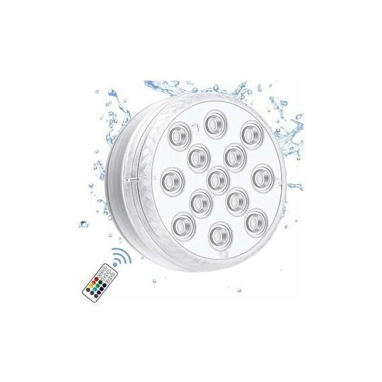 LED Submersible Lights with Strong Magnet RF Remote Control 13 LED Underwater Pool Lights IP68 Waterproof Battery Powered Pond Light for Bath Shower