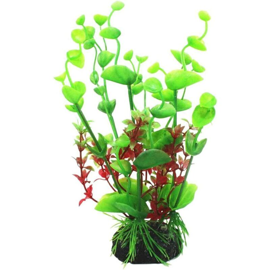 Artificial plastic plant for aquarium decoration, green, one size