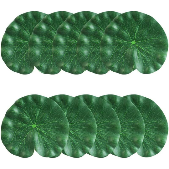 Artificial Lotus Leaves 10 Pack, Moss Aquarium Plants Floating Lotus Leaves Decoration for Garden Aquarium (17CM) - Langray