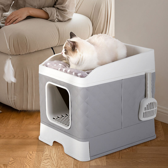 Large Cat Litter Box Pet Toilet Enclosed Odor-proof Drawer Tray With Clean Scoop