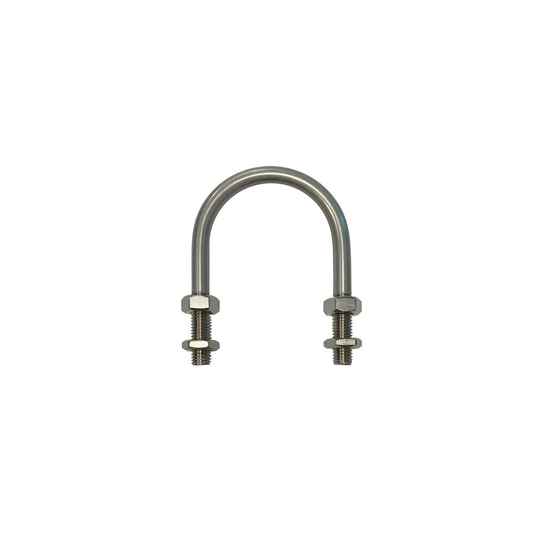 U-Bolt M16 x105mm Thread, 100mm Inside Diam, 185mm Inside Height T316 Stainless Steel