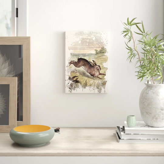 'Vintage Tame Animals Hare' Painting on Canvas