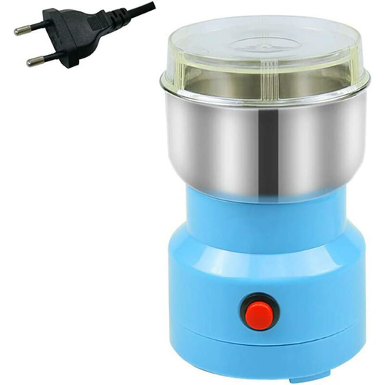 Osqi - Electric Coffee Grinder, Portable Multifunction Smash Cereal Machine Grind Coffee Nuts Pepper Seeds, Low Noise Grinder for Home Kitchen (Blue)