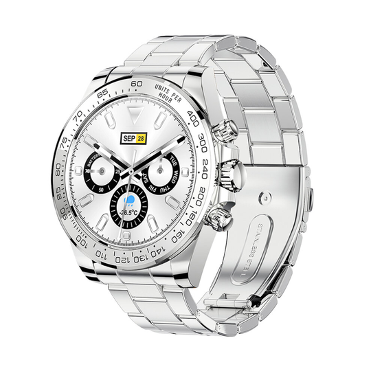 (Silver) BT Touch Fitness Tracker Men Women Stainless Steel Heart Rate Sports Smartwatch AW13