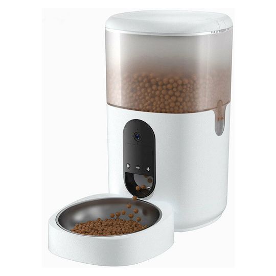 4LWIFI Smart Automatic Food Dispenser for Cats and Dogs - White + Transparent
