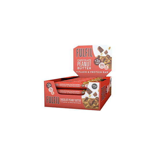 FULFIL Vitamin and Protein Bar (15 x 55g Bars) - Chocolate Peanut Butter Flavour - 20g Protein, 9 Vitamins, Low Sugar