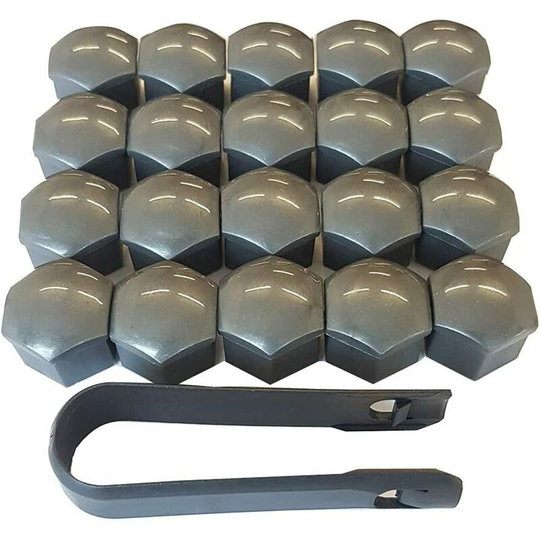 20pcs 21mm High Quality Bolt Nut Covers, Hexagonal Protection Caps for Wheel Nuts, with Removal Tool (Grey)