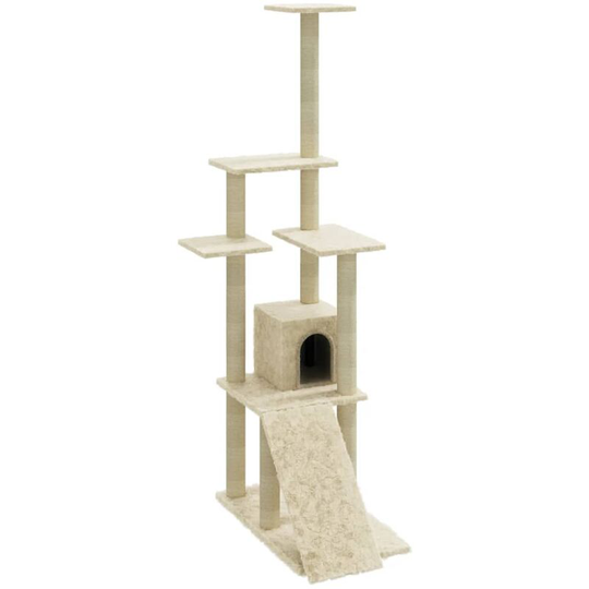 Cat Tree with Sisal Scratching Posts Cream 155 cm vidaXL - Cream