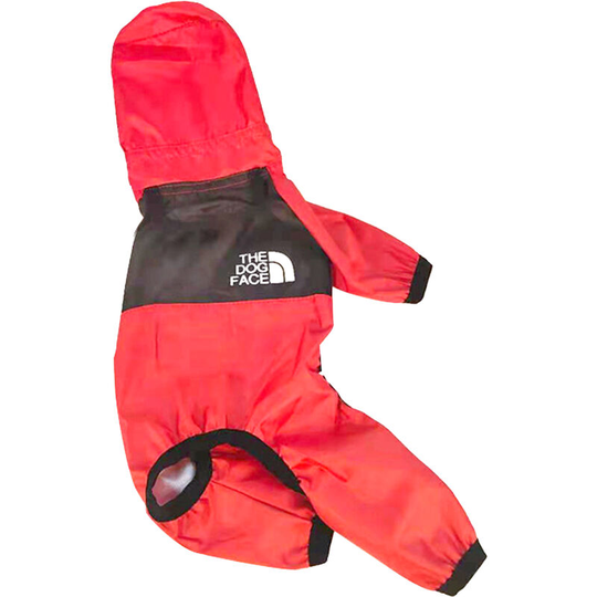 Cute Dog Raincoat Waterproof Lightweight Full Body Coverage Four-Legged Pets Rain Jackets with Hood,Red,3XL - Red,3XL