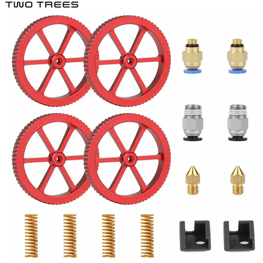 TWO TREES 3D Printer Kit Hand Twist Leveling Nut with 2pcs PC4-M6 Pneumatic Fittings 2pcs PC4-M10 Pneumatic Fittings 4pcs Heated Bed Springs for