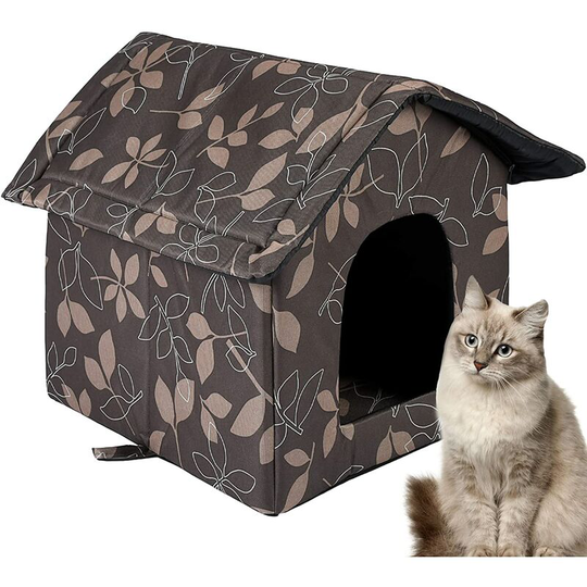 Denuotop - Cat House Outdoor Winterfest, Waterproof Outdoor Cat Cave For Cats with Removable Mat, Foldable Pet Outdoor House Shelter For Small Cats
