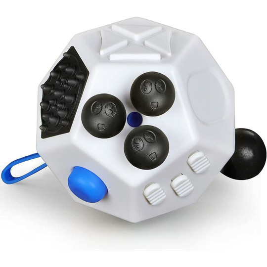 Fidget Cube Toys Anti Stress White - 12 Sides Fidget adhd Toy Cube Antsy Labs Antistress for Adults,Children - Office,Classroom,Home