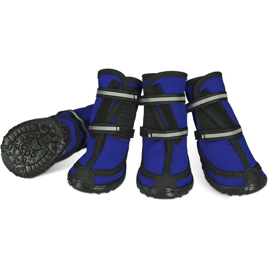 Protective Dog Boots Waterproof Set Non-Slip Dog Shoes with Adhesive Buckle Reflective Straps Heat Resistant Dog Shoes for Dogs Blue