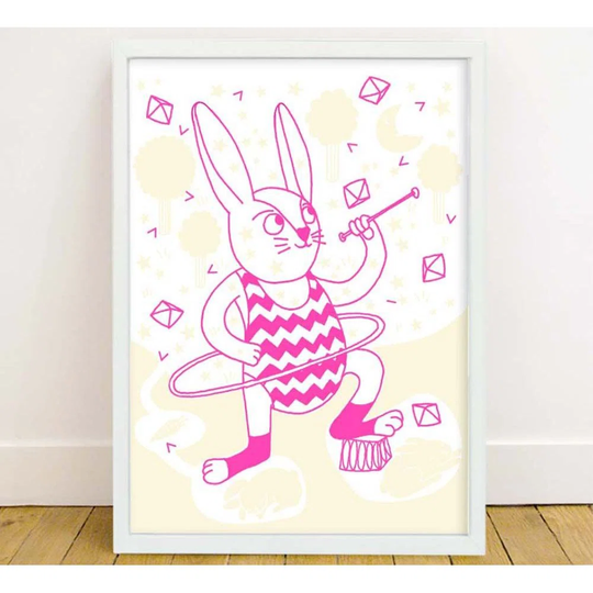 Phosphorescent Poster 30 X 40 Cm Bunny - Picture Frame Painting
